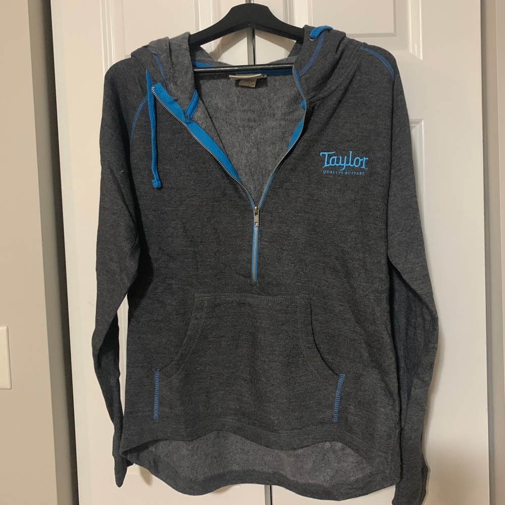 Gray fleece partial zip hoodie Taylor guitars